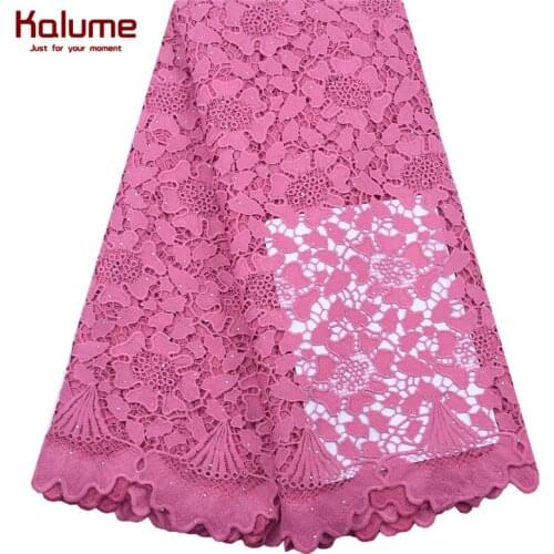 Kalume High Quality African Guipure Cord Lace Fabric Embroidery Nigerian Water Soluble Cord Lace For Nigerian Party WeddingF2065