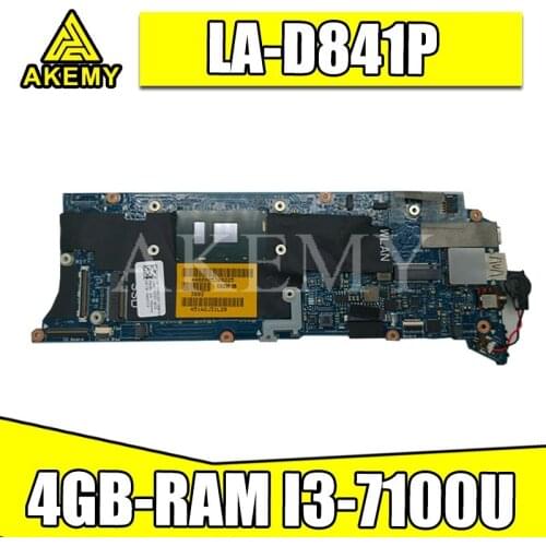 LA-D841P Laptop motherboard For DELL XPS-13 9350 original mainboard 4GB-RAM I3-7100U