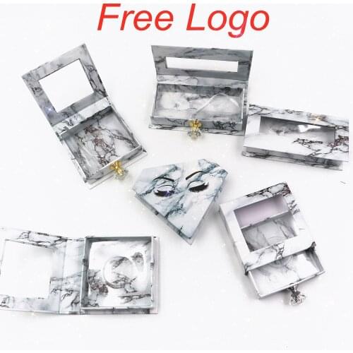 Wholesale Drawer crystal handle eyelash packaging box lashes boxes packaging mink lashes cils magnetic marble case Custom LOGO