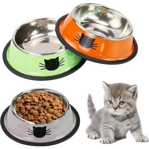 Pet Product Dog Cat Food Bowls Stainless Steel Anti-skid Dogs Cats Water Bowl Pets Drinking Feeding Bowls Tools Supplies A