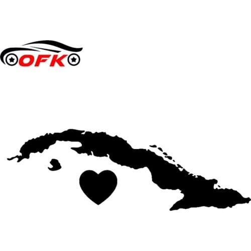 OFK Cuba Heart Love Island Fashion Car Accessories Stickers Black/Silver 18.2cm*6.1cm