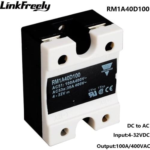 RM1A40D100 100A DC AC Solid State Relay Module,Output:42-440VAC Input:5V 12V 24V DC SSR Relay,LED Turn Signal Relay Switch Board