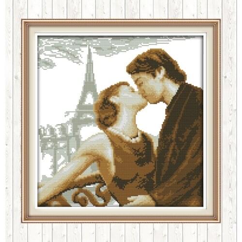 Parisian Love DMC Cotton Thread Printed Canvas DIY Needlework Crafts Cross Stitch Embroidery Kits 14CT 11CT Counted and Stamped