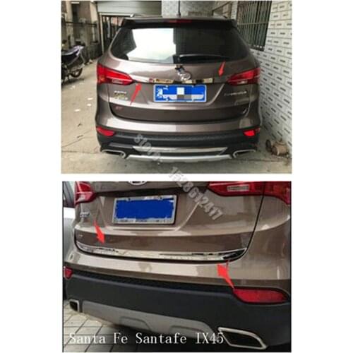 Stainless Steel rear trunk lid cover trim Fit For Hyundai Santa Fe Santafe IX45 2013- 2016 Trunk trunk trim Tail door trim