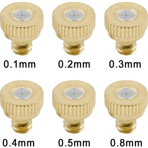 Misting Nozzle Brass Low Pressure Atomizing Spray Fog Head 10/24 UNC Thread 0.1mm/0.2mm/0.3mm/0.4mm/0.5mm/0.8mm Outdoor Cooling
