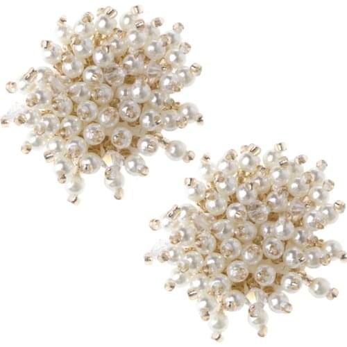 New 2pcs Shoe Pearl Clothes DIY High Heels Wedding Charms Rivet Fashion Faux Pearl Shoe Decoration Shoe Accessories