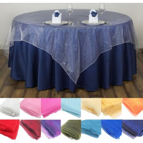 New Decorative White Organza Wedding Table Cover 135cm Square Tablecloth for Round Table Wedding Birthday Party Home Decorations
