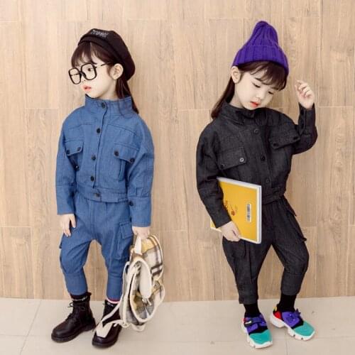 New Fashion Spring Autumn Girl Clothing Sets Kids Sports Denim Suit Children Boys Coat+Pant 2pc Toddler Casual Outfits 1-5 Years