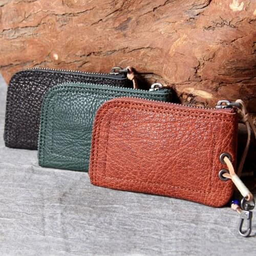 Genuine Leather Oxhide Clip Vintage Lady Wallet Multi-function Document Bag Crazy Horse Style Top Layer Cow Leather Lady Clip