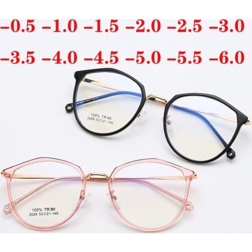 Metal Polygon Finished Myopia Glasses Women 1.56 Aspherical Lens Customize Prescription Eyeglasses Men 0 -0.5 -0.75 -1.0 To -6.0