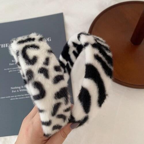 Autumn Winter Black And White Zebra Pattern Hairband Cow Pattern elvet Wide Edge Thick Sponge Padded Headband Hair Hoop