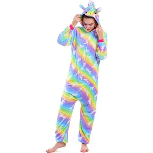 Women Unicorn Pajamas Sets New Autumn Winter Flannel Stitch Cartoon Warm Pyjamas Animal Sleepwear Female Pajamas Women Homewear