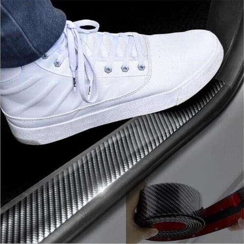DIY Car Bumper Strips Carbon Fiber Car Styling Door Sill Protector Car Stickers Rubber Moulding Strips Trunk Threshold Lid Guard