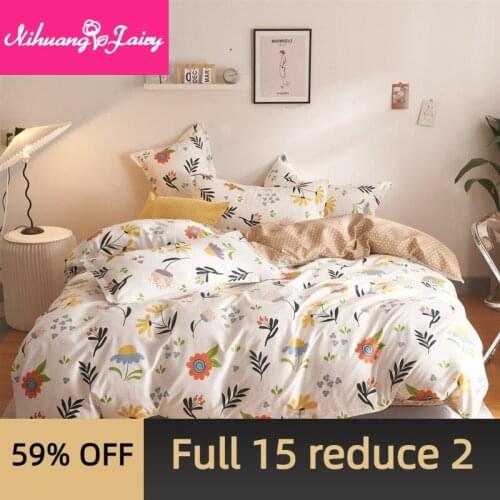 Four-piece bedding, skin-friendly, sanding, single and double bed student dormitory three-piece