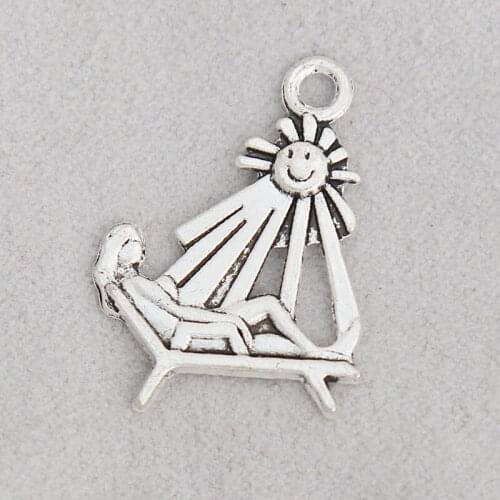 RAINXTAR Fashion Alloy Girl Sunbathing Charms Sandbeach Holiday Charms With Sun 100pcs 19*26mm AAC842