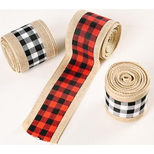 Christmas Decorations for Home Linen Edging Checked Cloth Ribbon Christmas Gift Decoration Christmas Tree Decoration Linen Natal