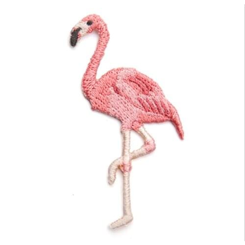 Cute flamingo iron on embroidered patches for garment applique