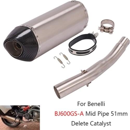 Slip-on Exhaust Set for Benelli BJ600GS-A Motorcycle Mid Link Pipe 51mm Muffler Escape with Removable DB Killer Delete Catalyst