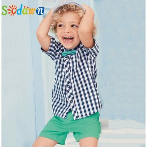 Sodawn Boys Clothing Set Baby Boy Clothes New Summer Kids Clothing Sets Stripe Colorful T-Shirt + Pants 2Pcs Boys Suit