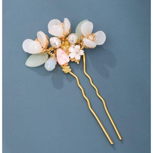 FORSEVEN Women Girls Bride Noiva Wedding Veil Decorative Jewelry Flower Pearls U Shaped Hairpins Clips Hair Sticks Headpieces