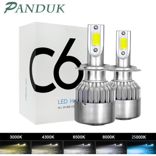 PANDUK Led Car Headlight H7 LED H4 Bulb H1 H3 H11 9005 5202 9006 9004 9007 9012 3000K 4300K 6000K 8000K Auto Lamps Fog Lights C6