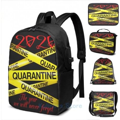 Funny Graphic print 2020 quarentine USB Charge Backpack men School bags Women bag Travel laptop bag