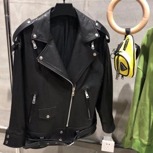 Leather real jacket oversize ladies real lambskin oversize jacket women natural sheep leather outwear