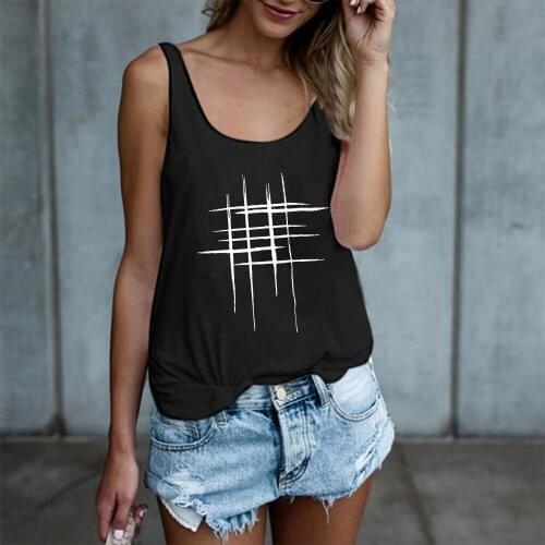 Woman Vest for Ladies Haut Femme Letter Line Print Funny Women Tank Tops Sleeveless Summer Loose Tanks Camis Plus Size