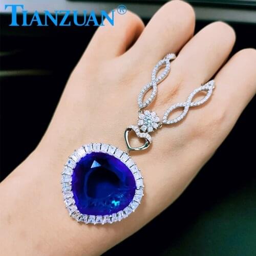 Titanic Heart of Ocean Love Forever Pendant Necklace Fashion luxury Wedding Necklace Jewelry 925 silver Blue Crystal Necklace