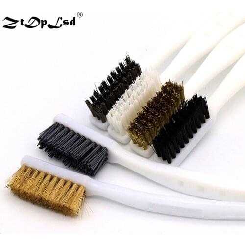 ZtDpLsd 1Pc Brass Wire Clean Tooth Brush White Plastic Handle DuPont Copper Wire Nylon Industrial Carving Hand Rust Removal Tool