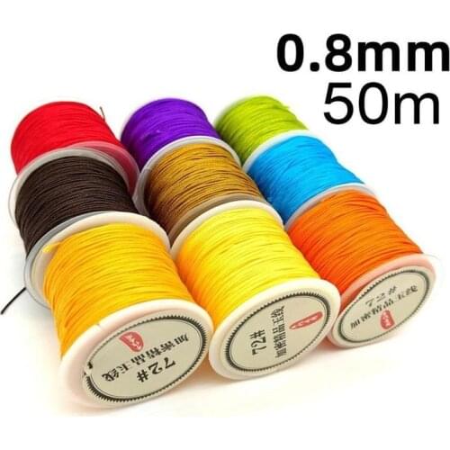 0.8mm Nylon Cord Thread Chinese Knot Macrame Cord Bracelet Braided String DIY Tassels Beading For Shamballa Rope 50Meter