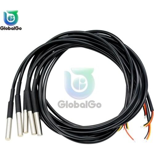 1M 2M 2.5M 3M DS1820 Stainless Steel Waterproof Temperature Probe Sensor Cable Line 18B20 DS18B20 Temperature Sensor Chip