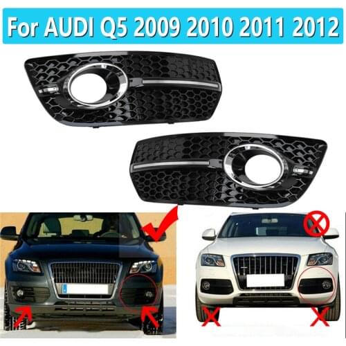 1 Pair For AUDI Q5 2009 2010 2011 2012 High quality Front Bumper Lower Honeycomb Side Grill black Fog Light Cover