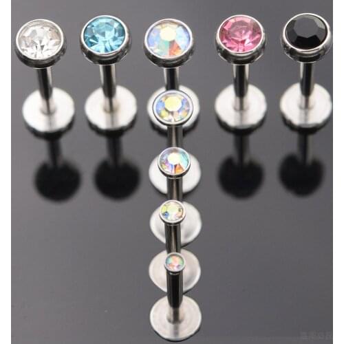 2pcs 1.2x6/8mm Lake Blue Multicolor Pink Nose Ring Stud Labret Lip Tragus Piercing Helix Earrings Nostril Piercing Ear Jewelry