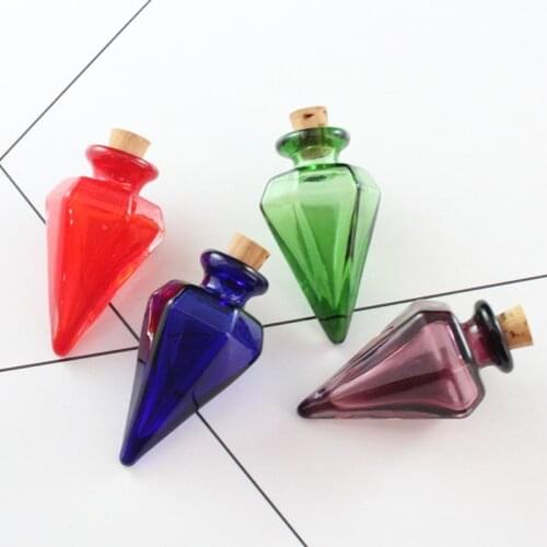 2PCS Colorful Murano Glass Essential Oil Cone Bottle Pendant Perfume Bottle Pendants Fillable Bottle Pendants