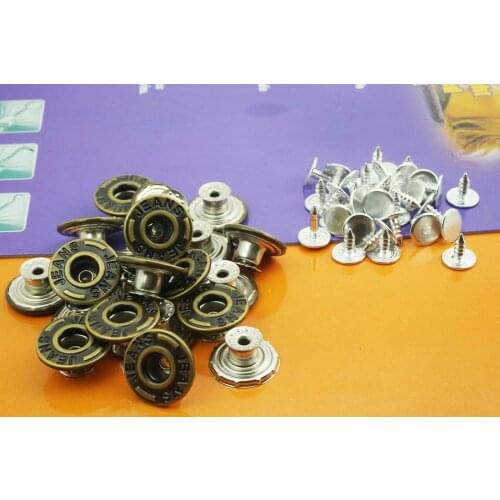 20 NO-SEW，Metal Jeans Buttons, Snaps, Gripper Fasteners, Jean Rivets Studs，0.67"