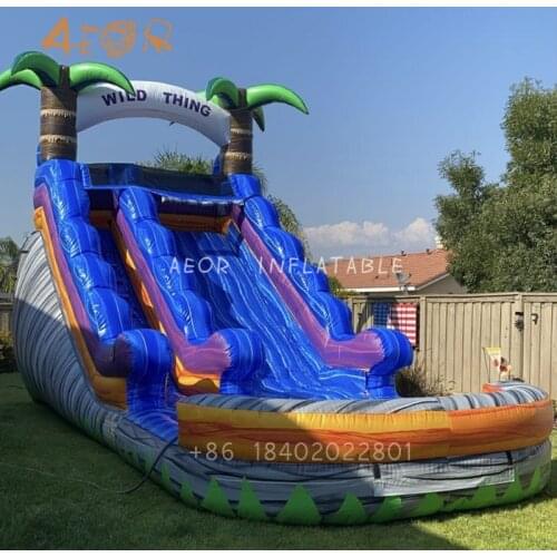 2021 AEOR 15 Feet Tall Inflatable Surf Pipeline Waterslide , Large Inflatable Water Slide with pool slide