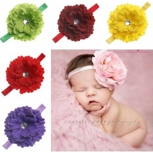 6pcs/lot Boutique Peony Flower Newborn Girls Headband Cute Children Floral Hairband Baby Hair Accessories Photography Props