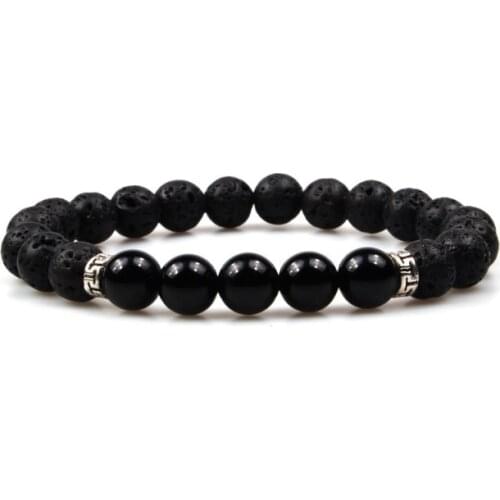 8mm multicolor nature Agate Onyx Chakra Healing Reiki Buddha Yoga Bracelet elastic adjustable Volcanic Stone Bangles yfg3