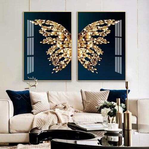 Abstract Blue Butterfly Wings Canvas Poster Scandinavian Wall Art Print Minimalist Nordic Decoration Picture Living Room Decor