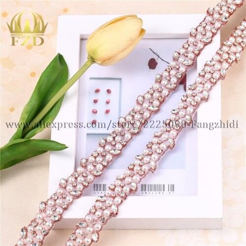 FZD 10 Yard Handmade Hot Fix Different Size Rhinestones Applique Iron Sew On Bridal Accessories for the Bride