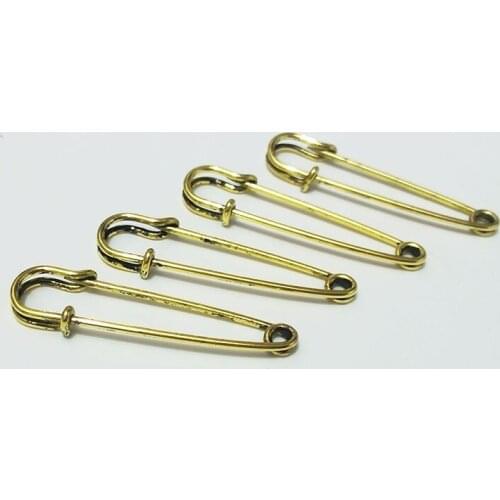 Aqntique gold brooch big pin findings Safety pins Kilt needle garment scarf shawl hijab dress corsage adhesive charms holder