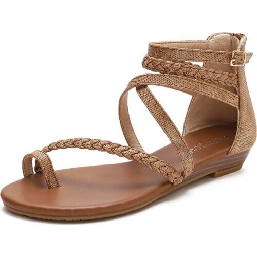 Bohemia Cross strap Summer Bohemia Roman Gladiator Women Sandals Open Toe Ladies Shoes Ankle Strap Peep Toe Beach Sandals