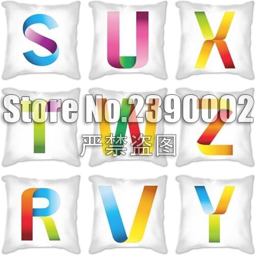 Decorative Pillow Cover Letter Colored ribbon Cushion Cover Polyester Throw Pillow White Yellow Pillowcase Nordic Home Decor