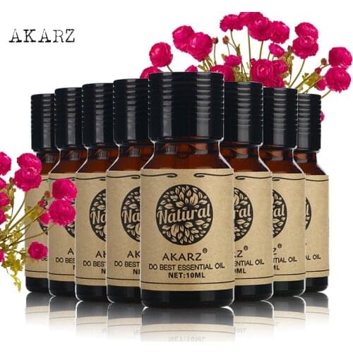 AKARZ Value Meal Lily Lotus Oregano Patchouli Peppermint Frankincense Neroli Melissa Essential Oil Skin Care 10ml*8