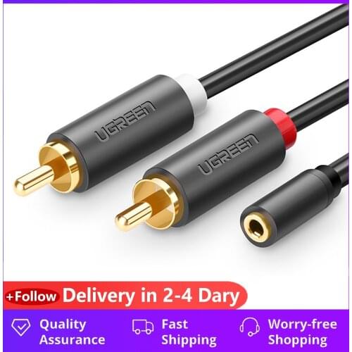 Ugreen RCA Cable 2 RCA Male to Female 3.5mm Jack Adapter Audio Cable Aux Cable for iPhone Edifer Home Theater DVD VCD Headphones