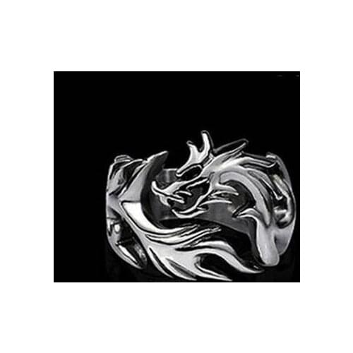 Retro Simple Dragon Finger Ring Domineering Punk Mens Titanium Steel Ring Trend Hip Hop Mens Motorcycle Party Jewelry