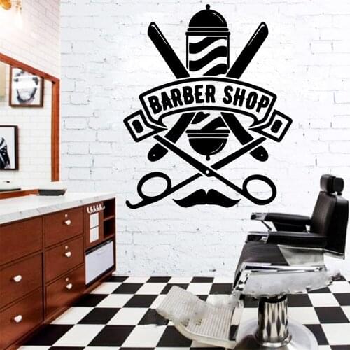 Creative Barber Shop Vinyl Wall Stickers Wallpaper Decor For Barber Shop Decoration Decals Sticker Murals wallstickers