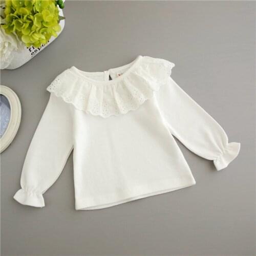 Girl Ruffle Princess Summer High Quality Girl Shirt Cotton White Clothing Long Sleeved Tees Newborn Baby Clothing Todder T-shirt