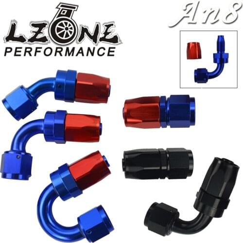 LZONE - 8 AN AN-8 Aluminum Straight 45 Degree 90 Degree 180 Degree Swivel Hose End Fitting Adapter Oil Fuel Line